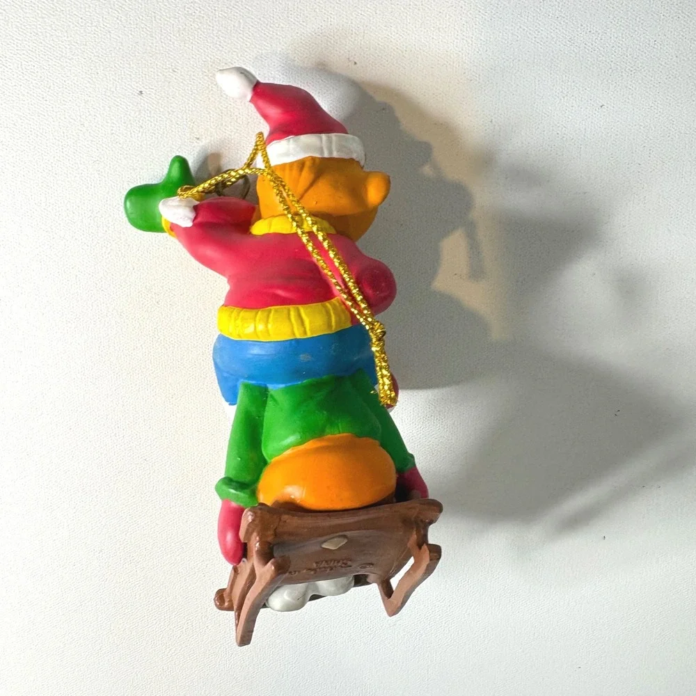 Vintage Sesame Street Bert and Ernie Sledding Christmas Ornament Kurt Adler